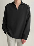 RIWYN Daily Loose Solid Color Long Sleeved Shirt