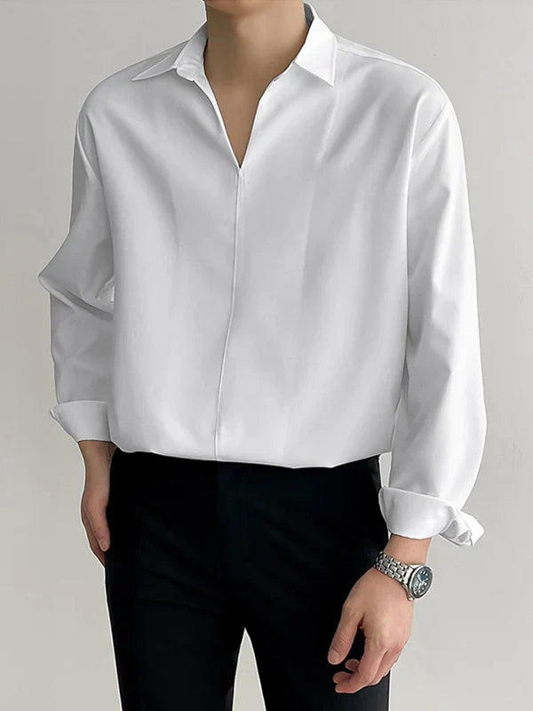 RIWYN Daily Loose Solid Color Long Sleeved Shirt