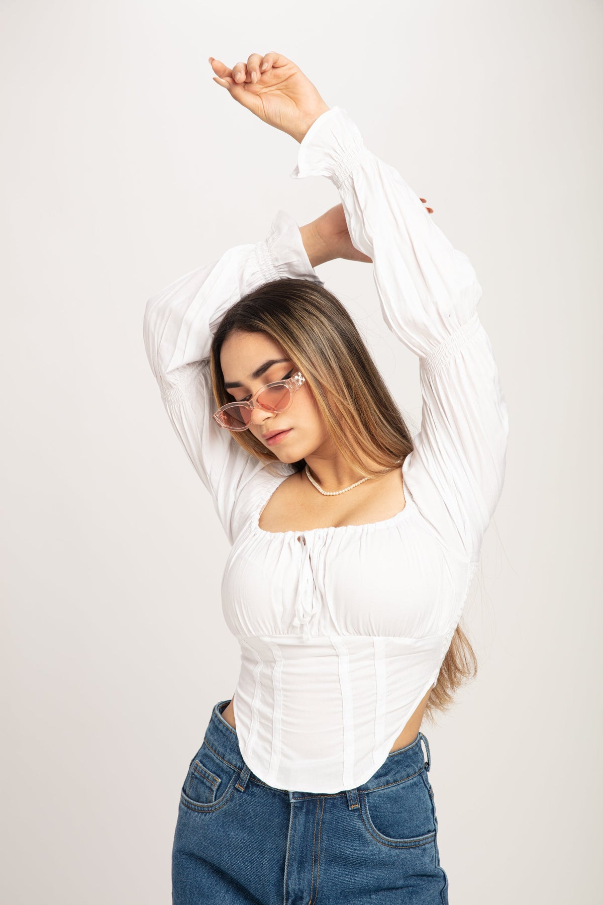 RǏWYÑ | Puff Sleeve Milkmaid Cropped Top