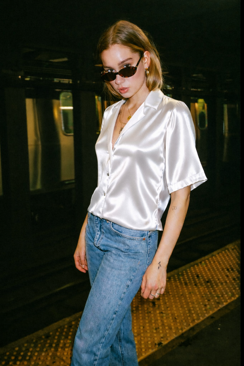 RǏWYÑ | Satin Muse Lapel Shirt