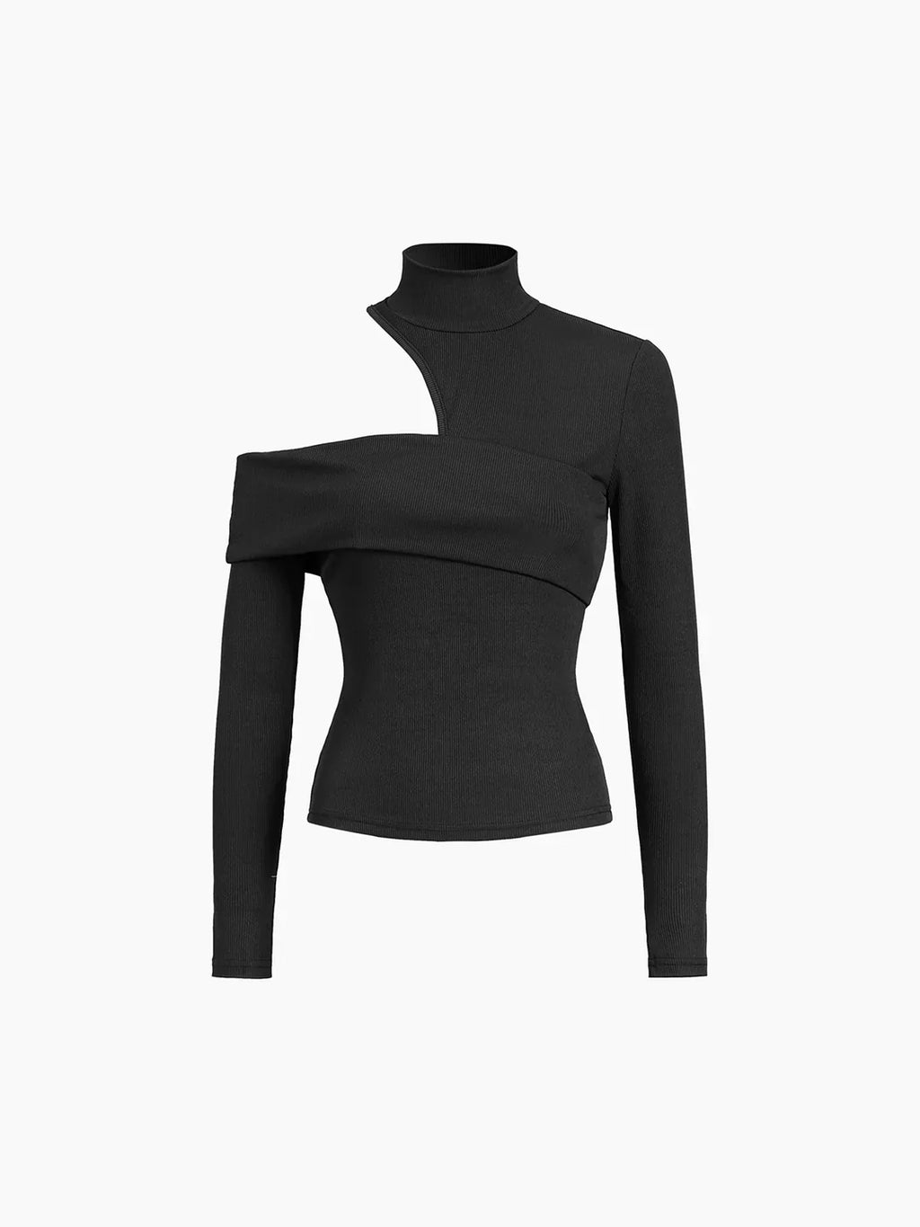 RǏWYÑ | Wrapped Shoulder High Neck Rib Top