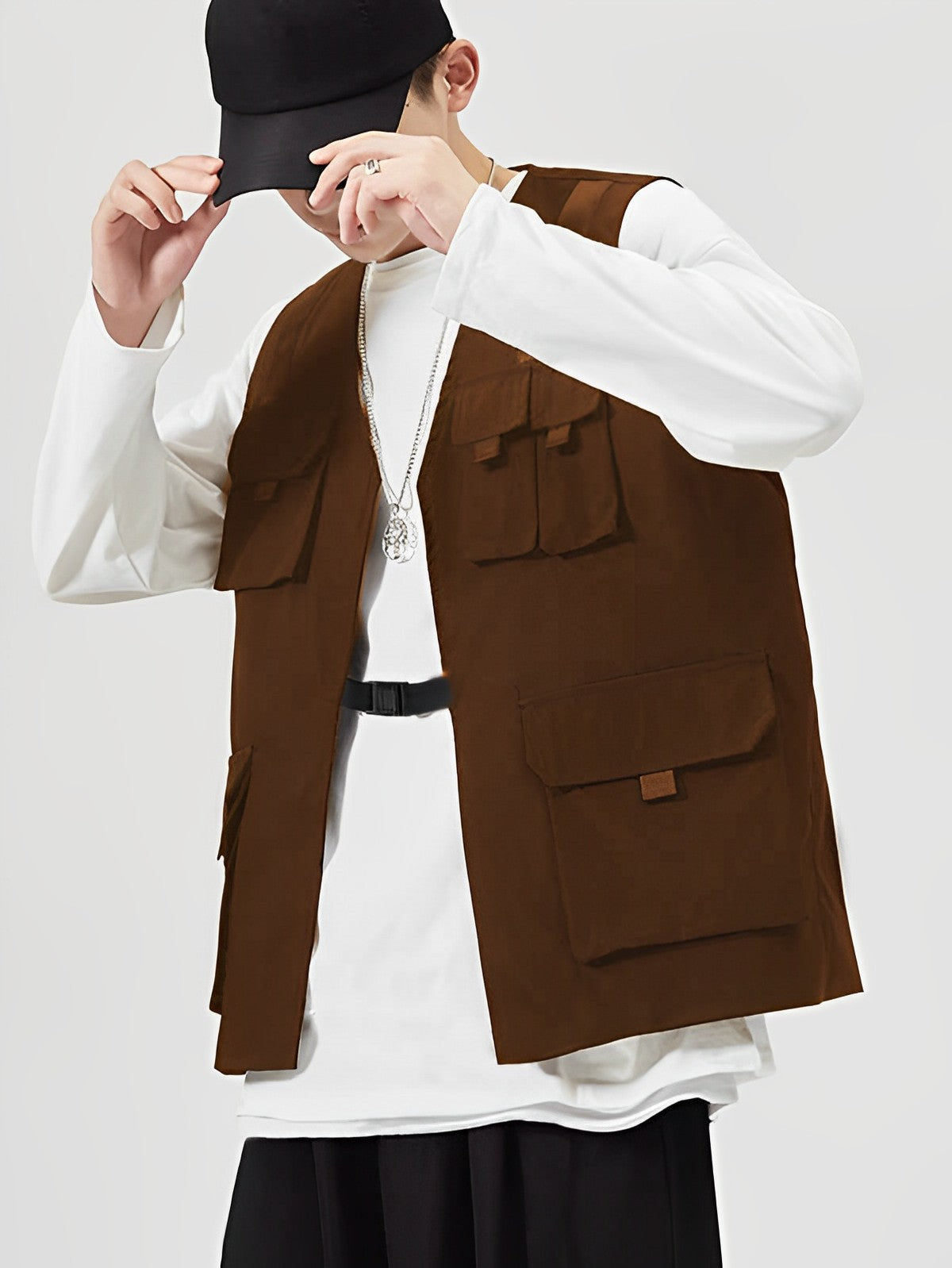 RIWYN Cargo Flap Pocket Pockets Vest Jacket