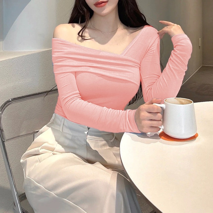 RǏWYÑ | Korean Way Overlpped Off-Shoulder Top