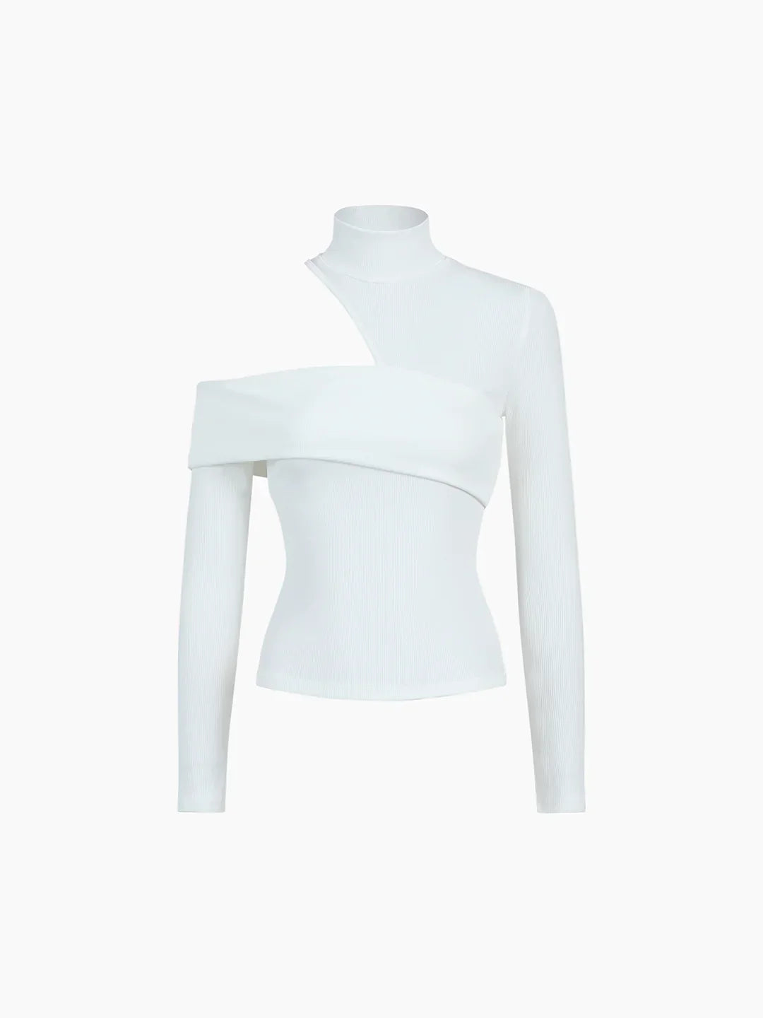 RǏWYÑ | Wrapped Shoulder High Neck Rib Top