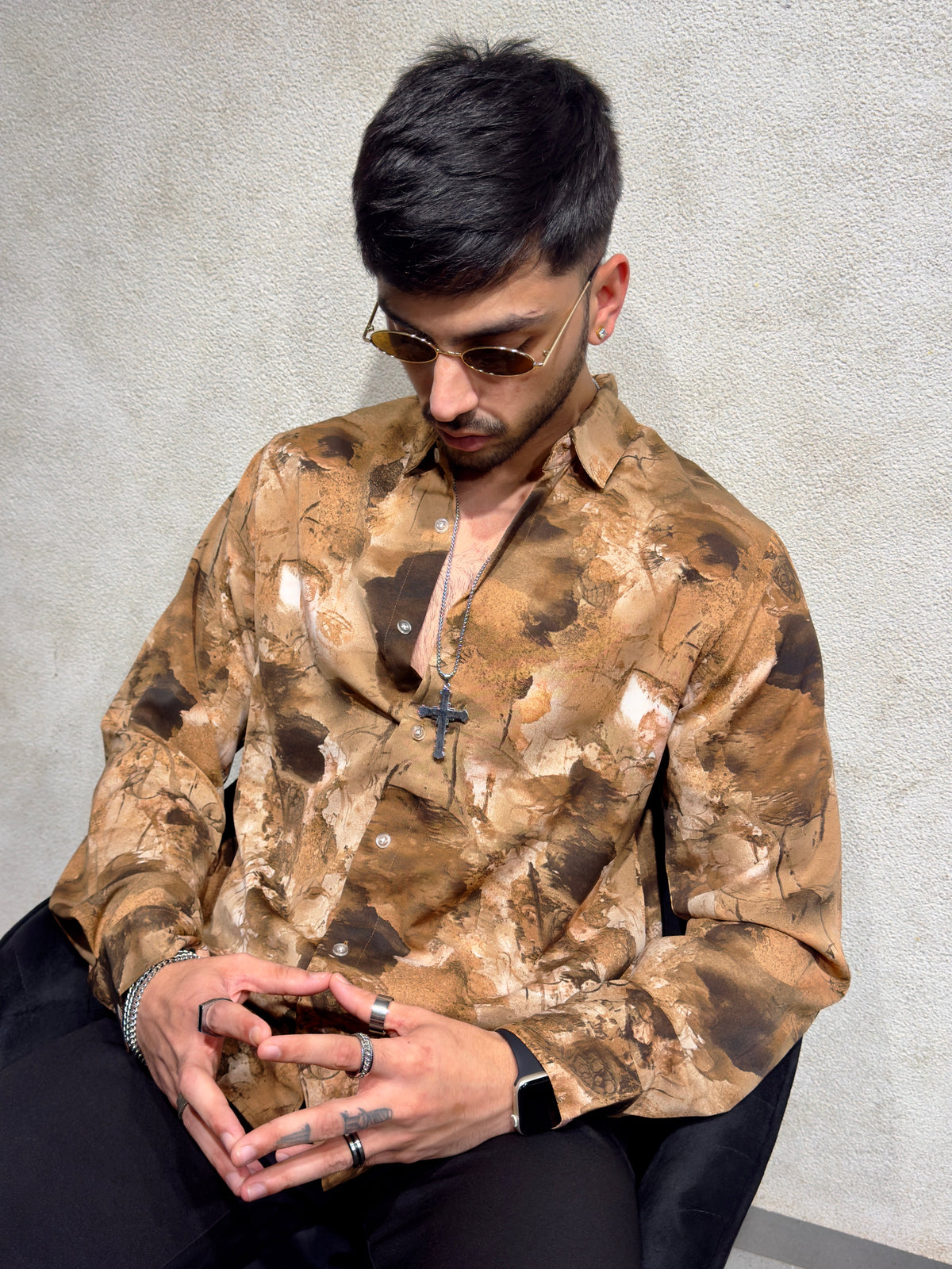 RIWYN Earthbound Abstract Print Full-Sleeves Shirt
