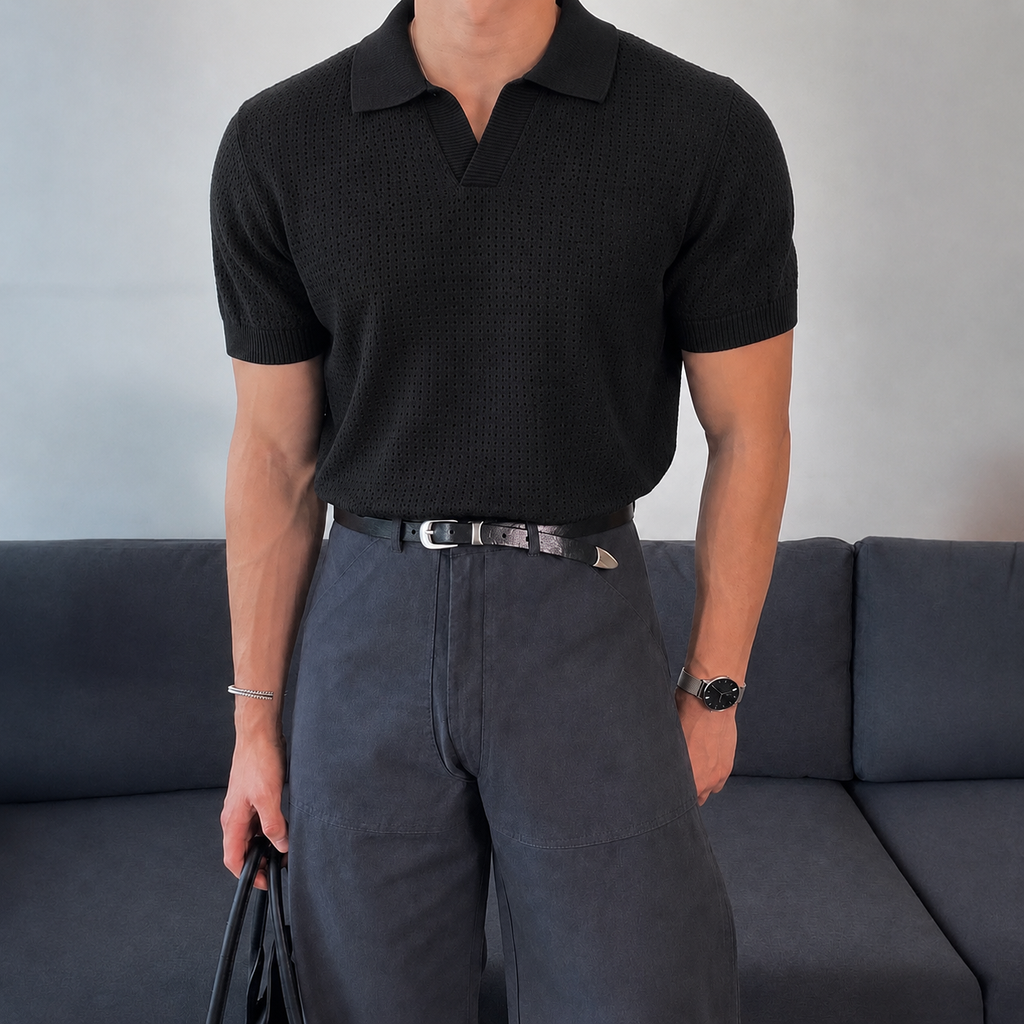 RIWYN Minimal Texture Polo T-shirt