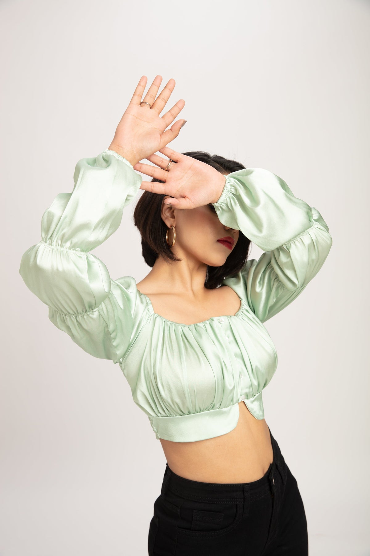 RǏWYÑ | Princess Sage Green Tiered Sleeves top