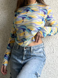 RǏWYÑ | Bright Colorful Camouflage Mesh Top