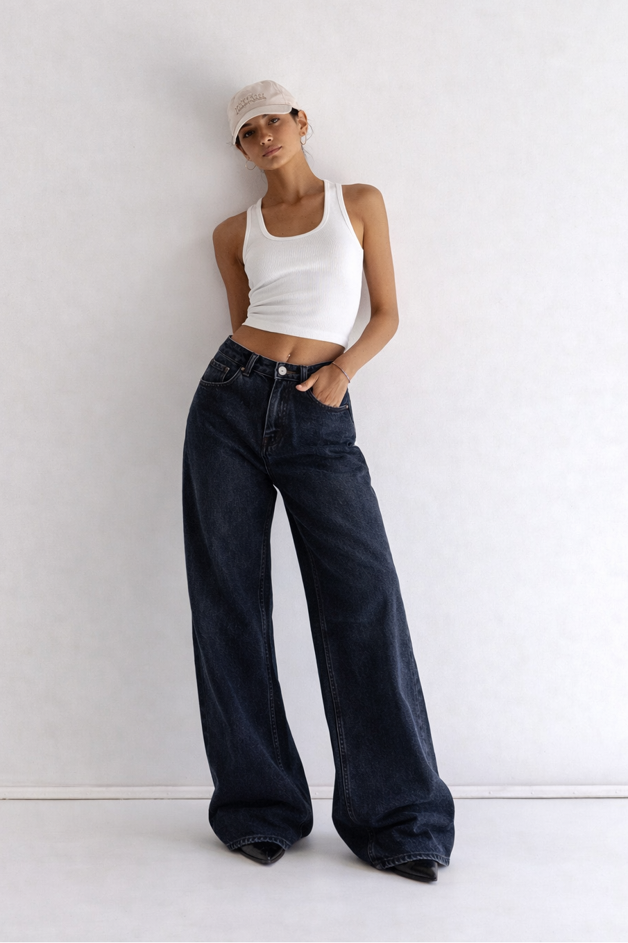 RǏWYÑ | Deep Night Blue Wide Leg Jeans