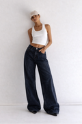 RǏWYÑ | Deep Night Blue Wide Leg Jeans