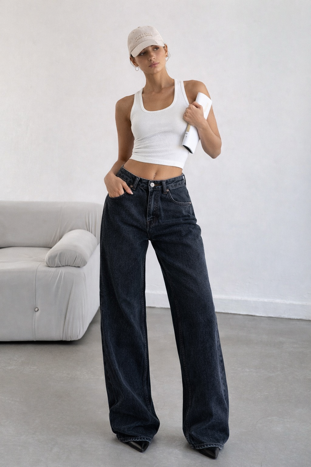 RǏWYÑ | Deep Night Blue Wide Leg Jeans