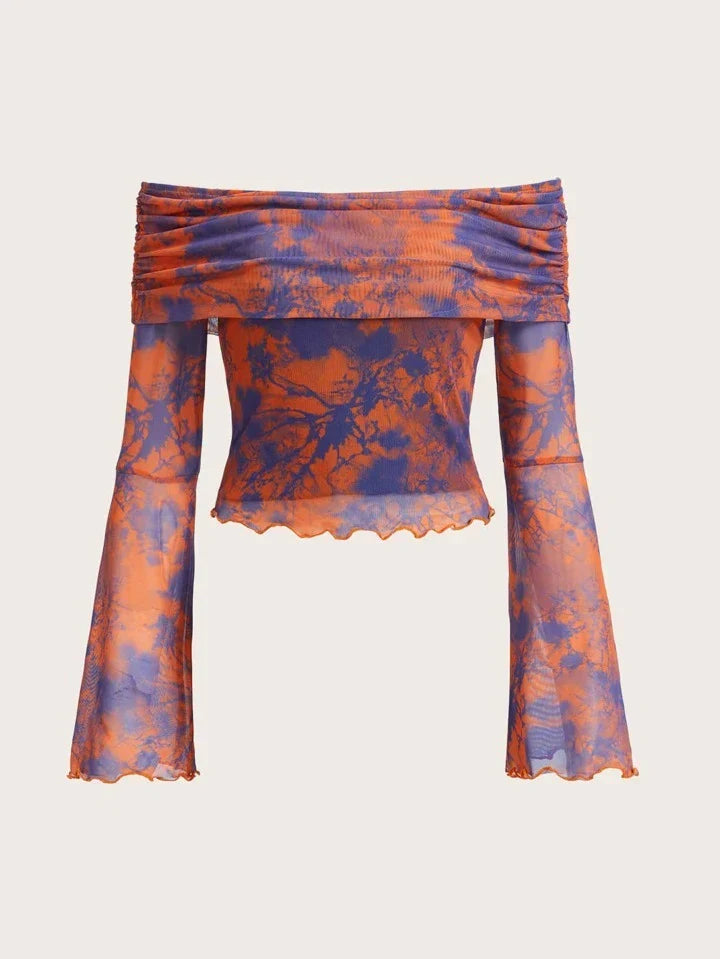 RǏWYÑ | Y2K Off-Shoulder Mesh Top
