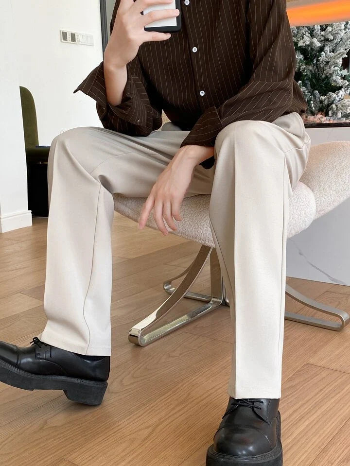 RIWYN Men Semi Formal Straight Fit Korean Pants