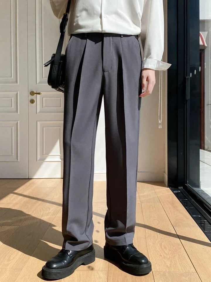 RIWYN Men Semi Formal Straight Fit Korean Pants