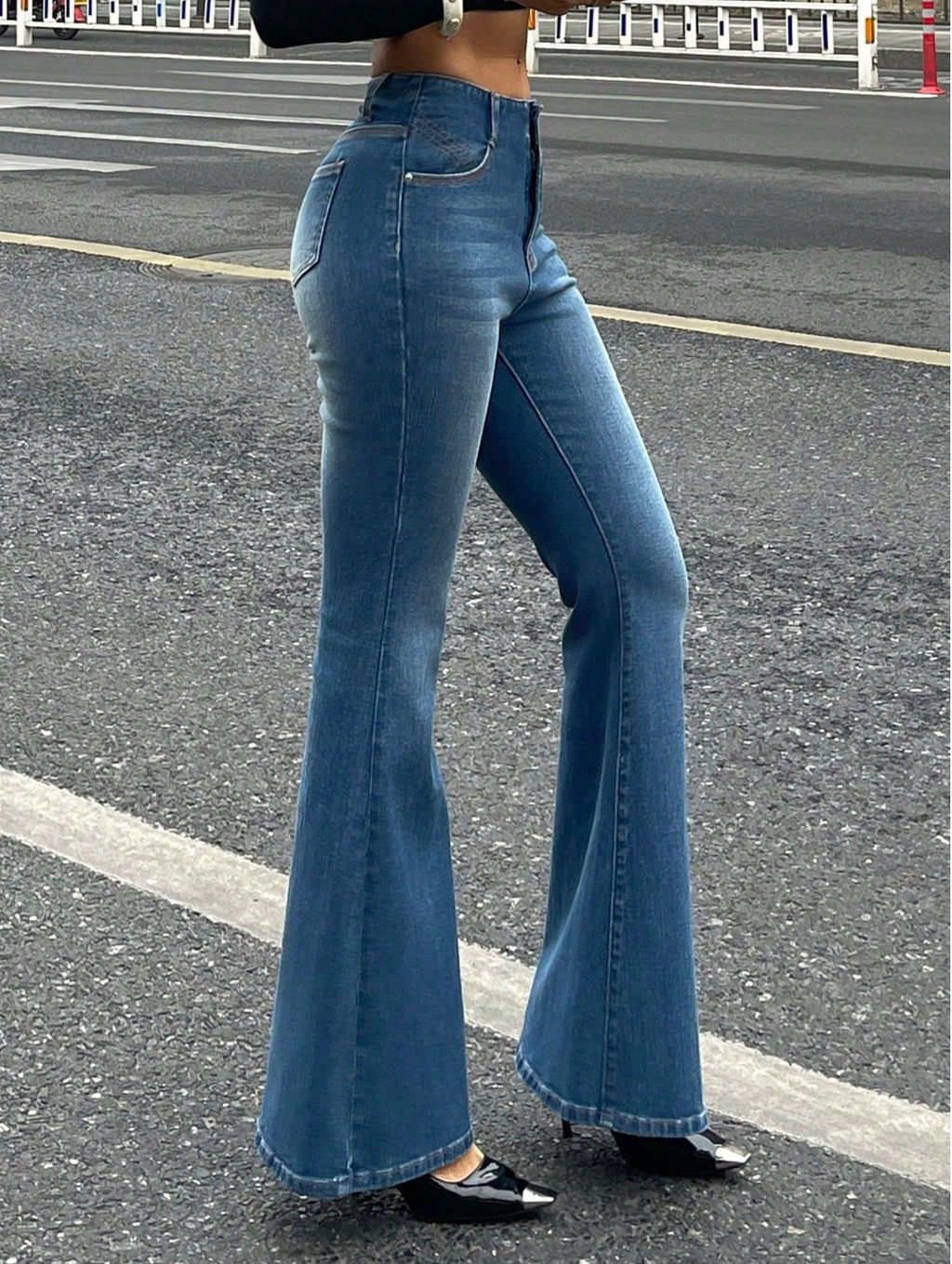 RǏWYÑ | Blue Aura Low Waist Flare Jeans