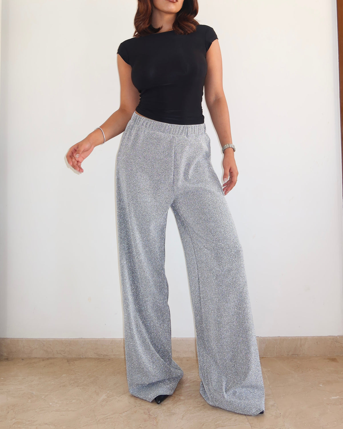 RǏWYÑ | Glitter Dust Stretch Wide Pants
