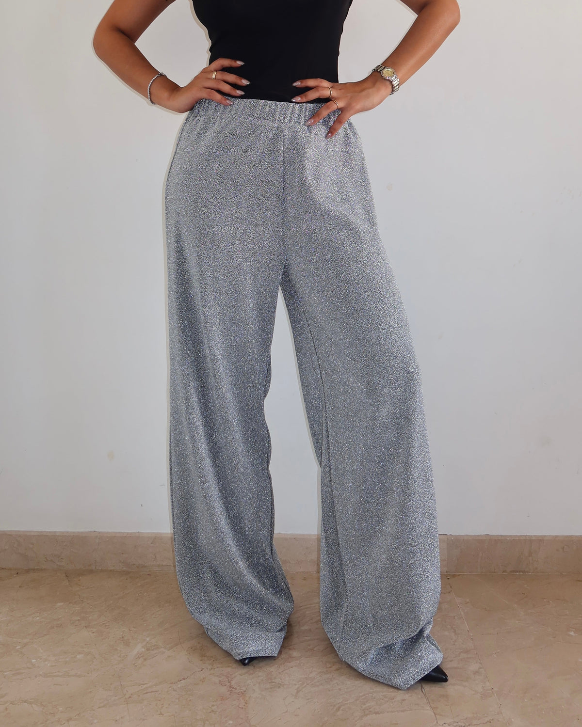 RǏWYÑ | Glitter Dust Stretch Wide Pants
