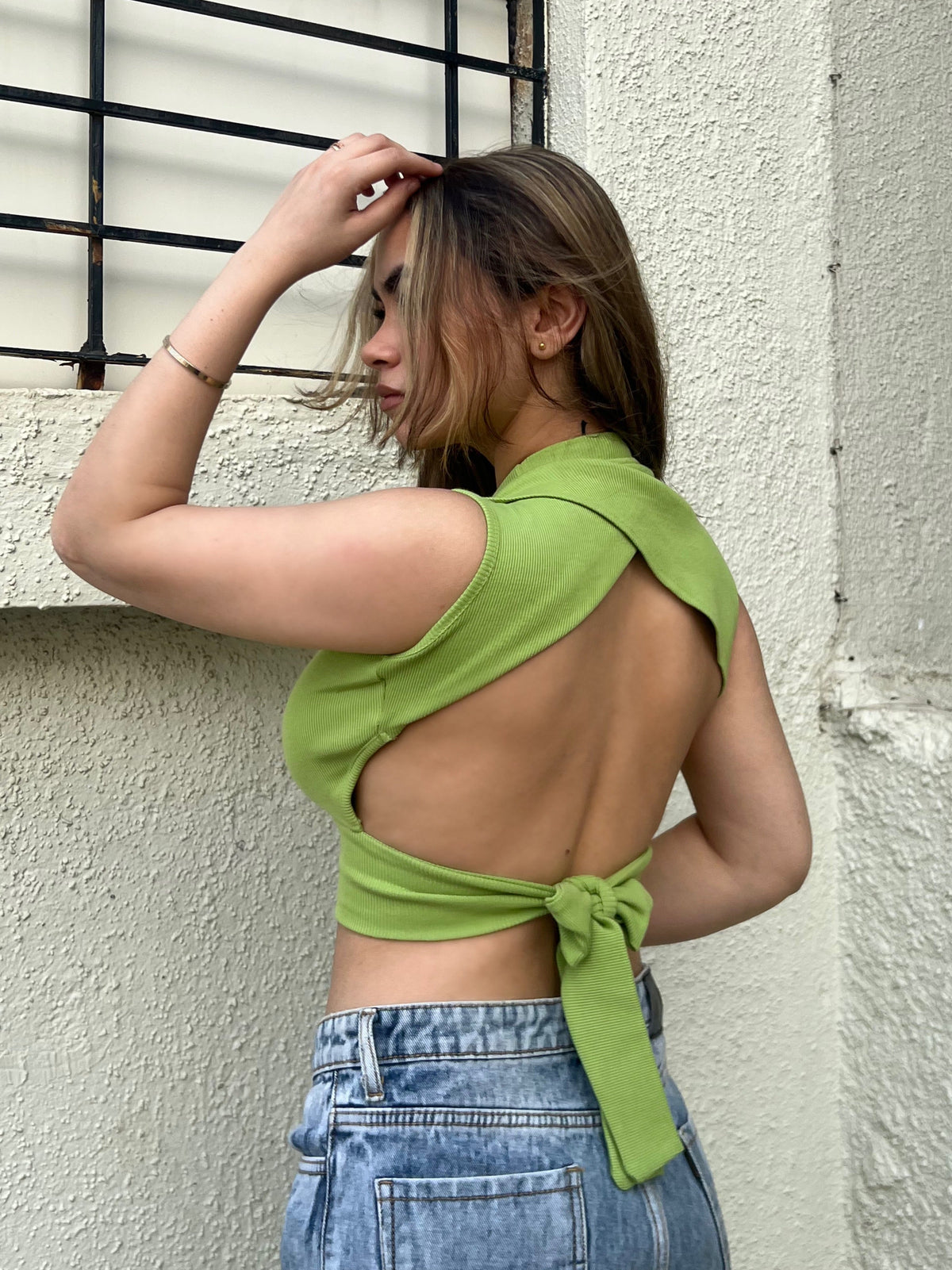 RǏWYÑ | Open Back Halter Top With Back Tie