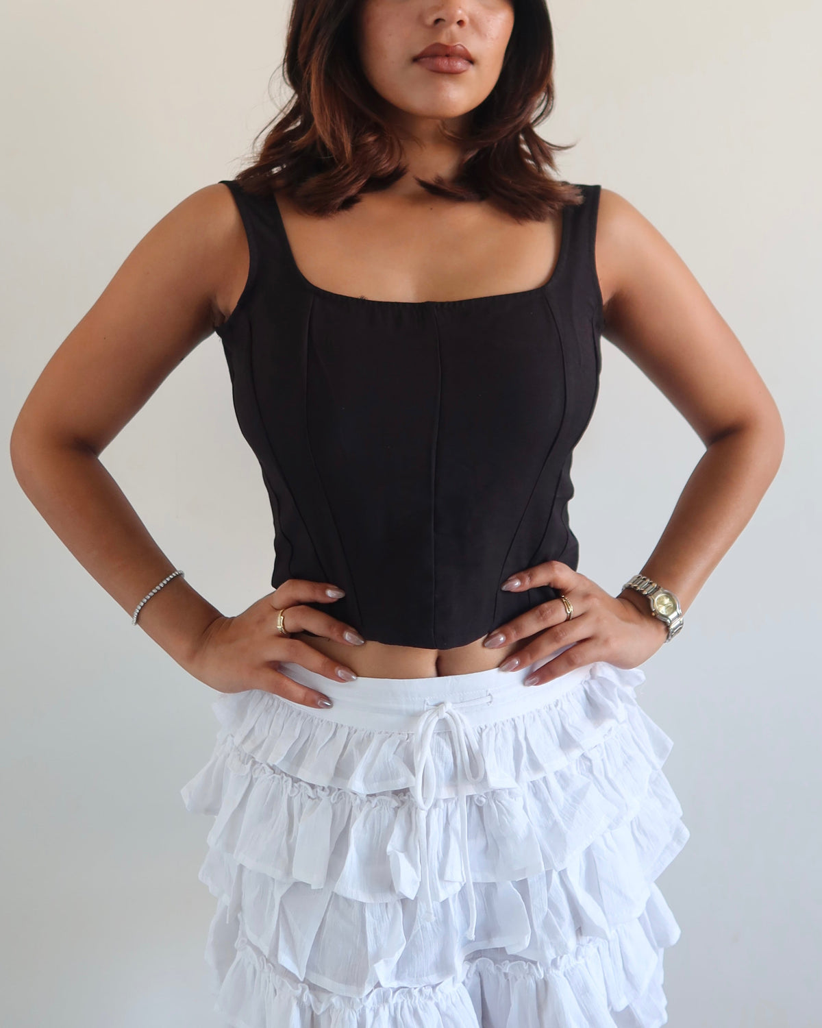 RǏWYÑ | Refine Criss Cross Corset Top