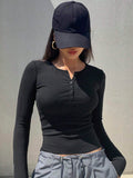 RǏWYÑ | Bodycon Henley Rib Top
