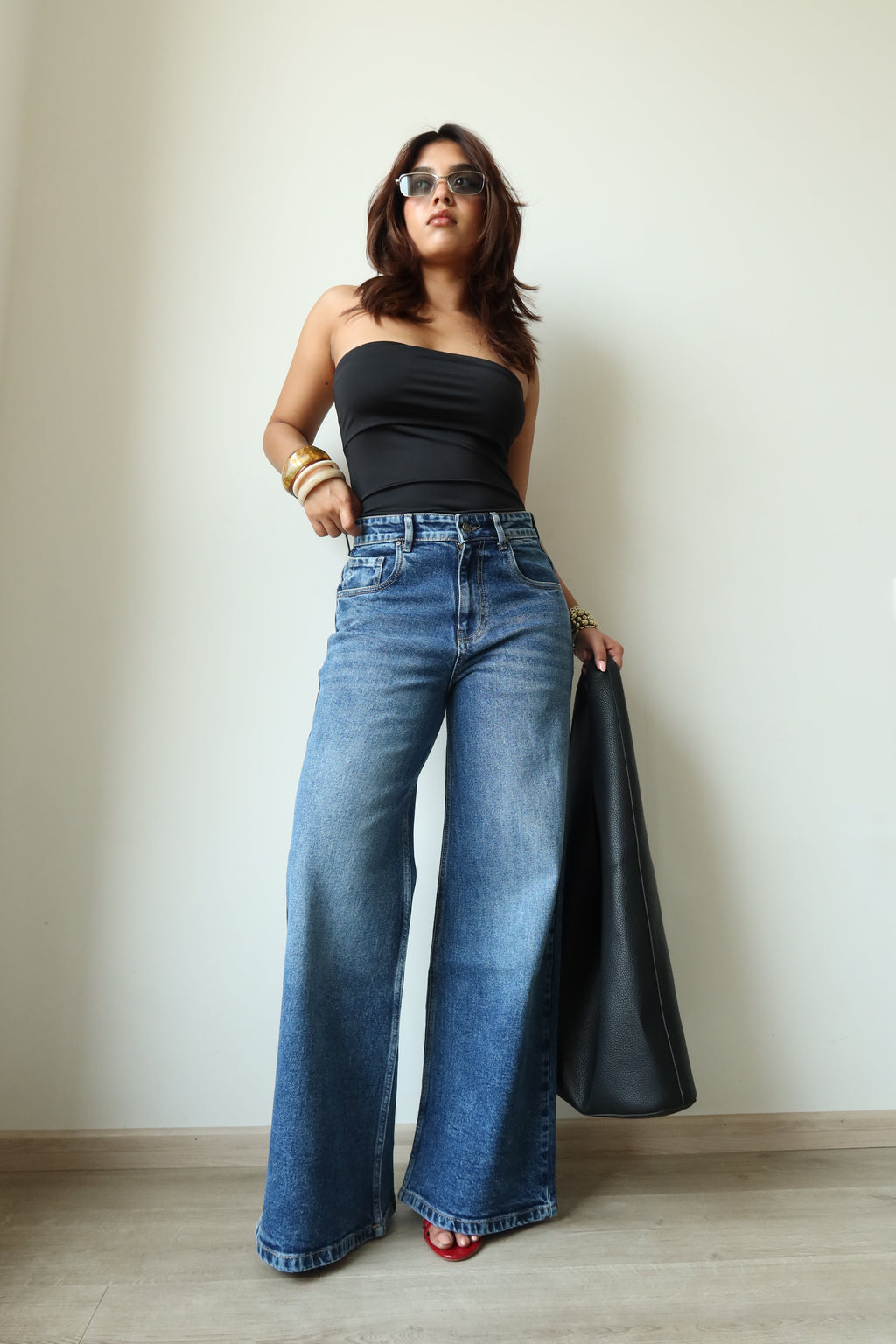 RǏWYÑ | Dark Horizon Stone Wash Wide Leg Jeans
