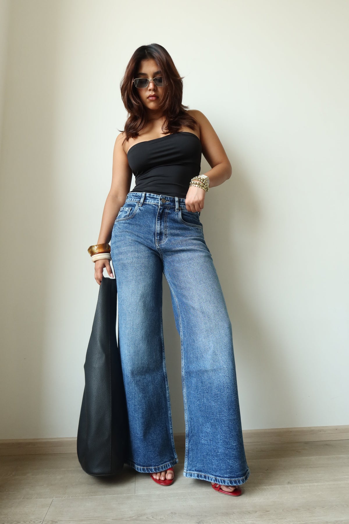 RǏWYÑ | Dark Horizon Stone Wash Wide Leg Jeans