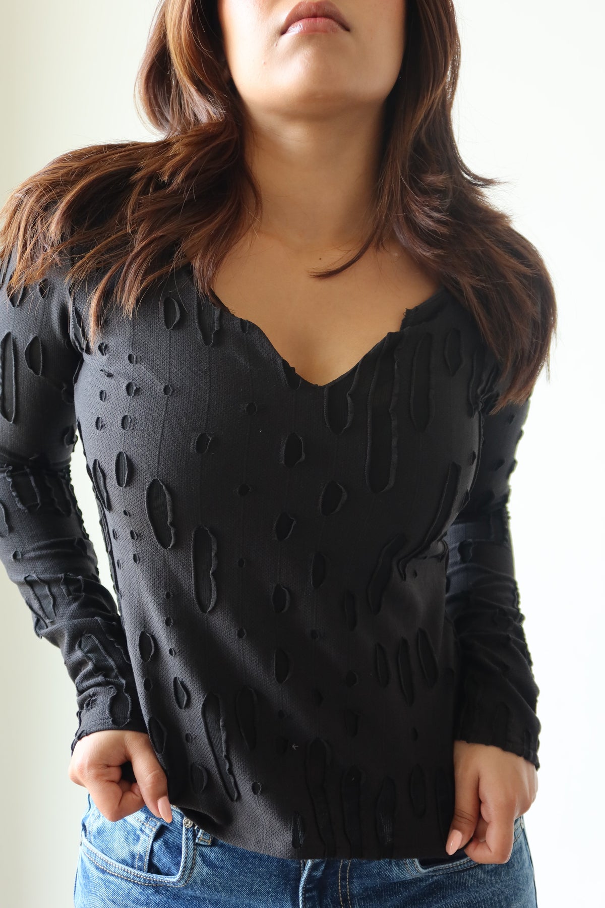 RǏWYÑ | Amberline Ripped Fitted Top