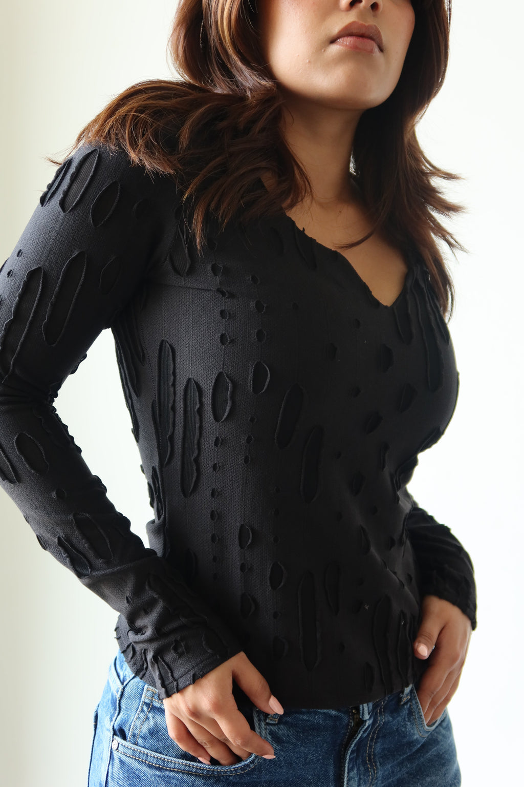 RǏWYÑ | Amberline Ripped Fitted Top