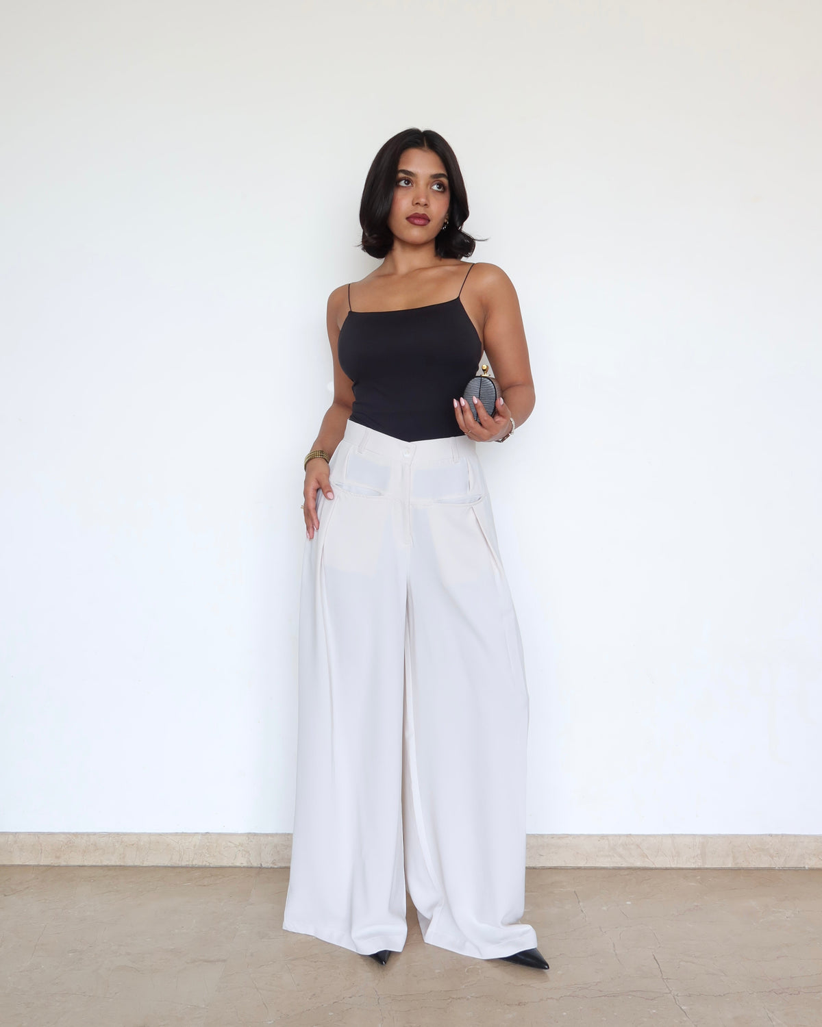 RǏWYÑ | Front Pleat Formation Wide Pants