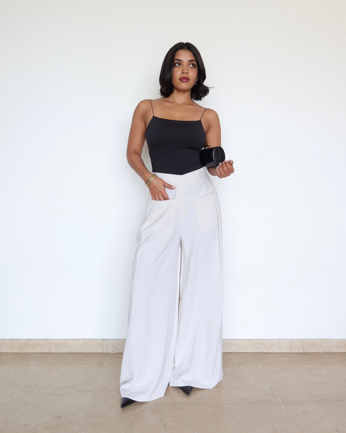 RǏWYÑ | Front Pleat Formation Wide Pants