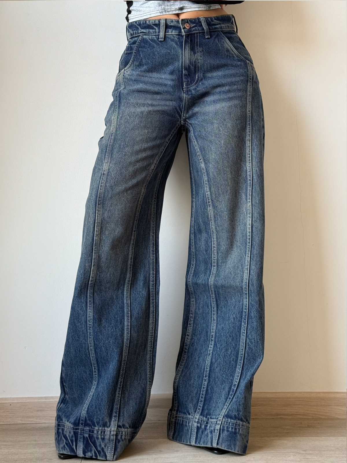 RǏWYÑ | Tinted Vintage Washed Wide Leg Baggy Jeans