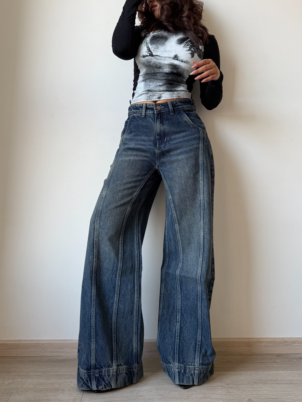 RǏWYÑ | Tinted Vintage Washed Wide Leg Baggy Jeans