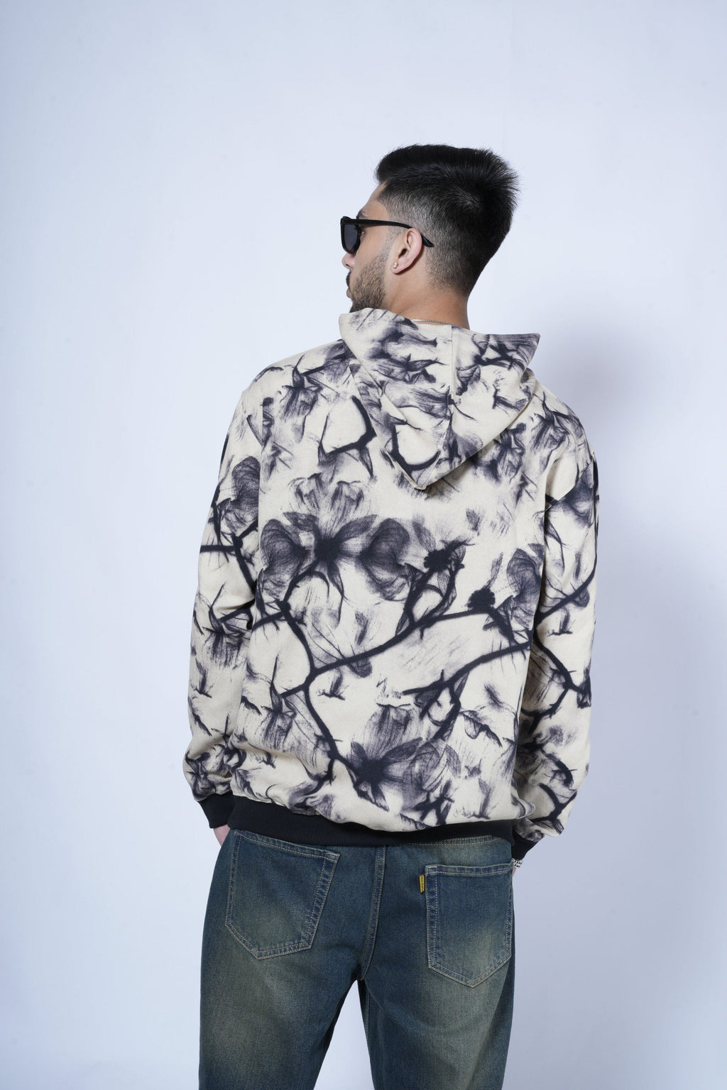 RǏWYÑ | Abstract Smoke Print Oversize Hoodie