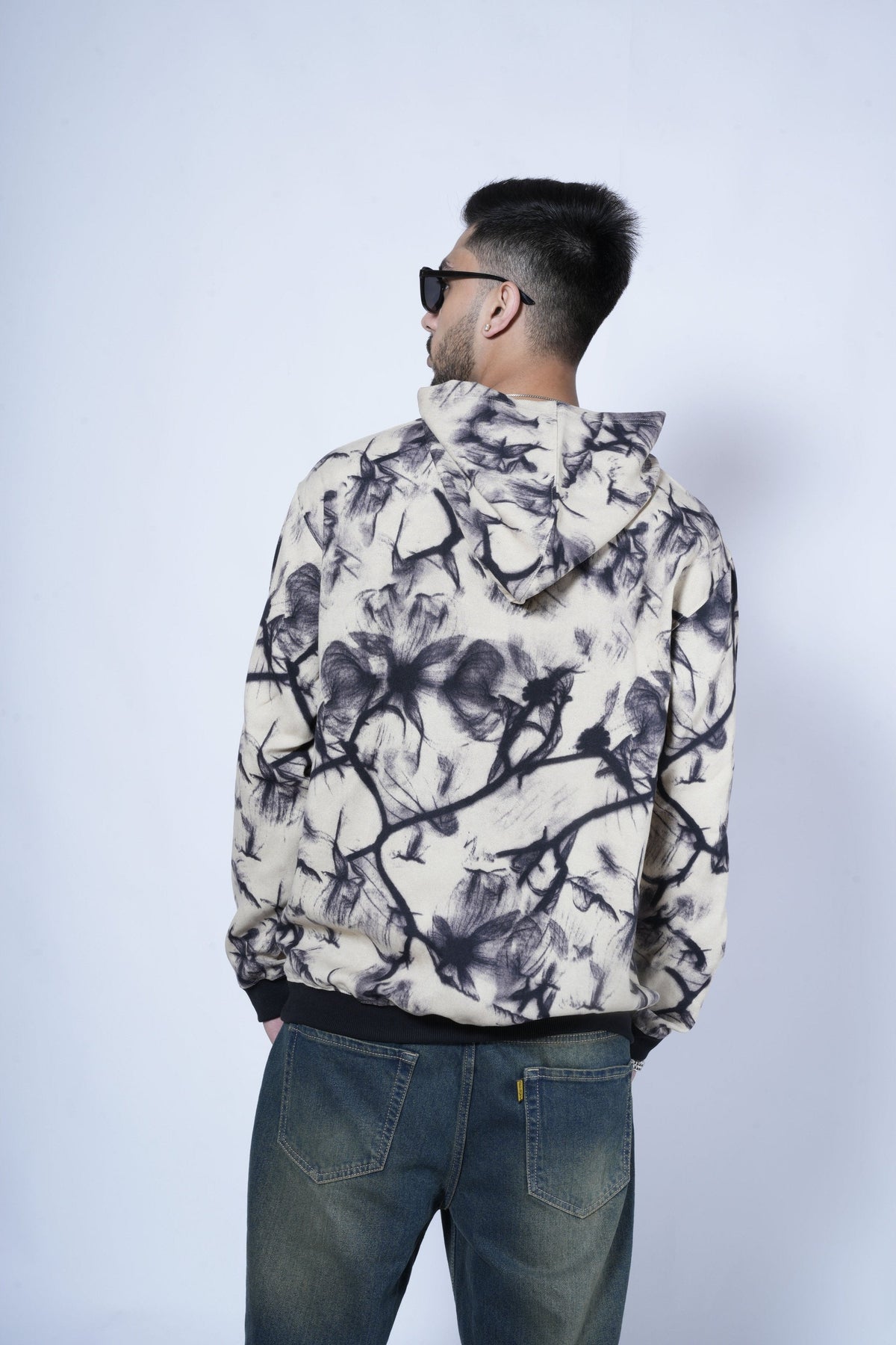 RǏWYÑ | Abstract Smoke Print Oversize Hoodie