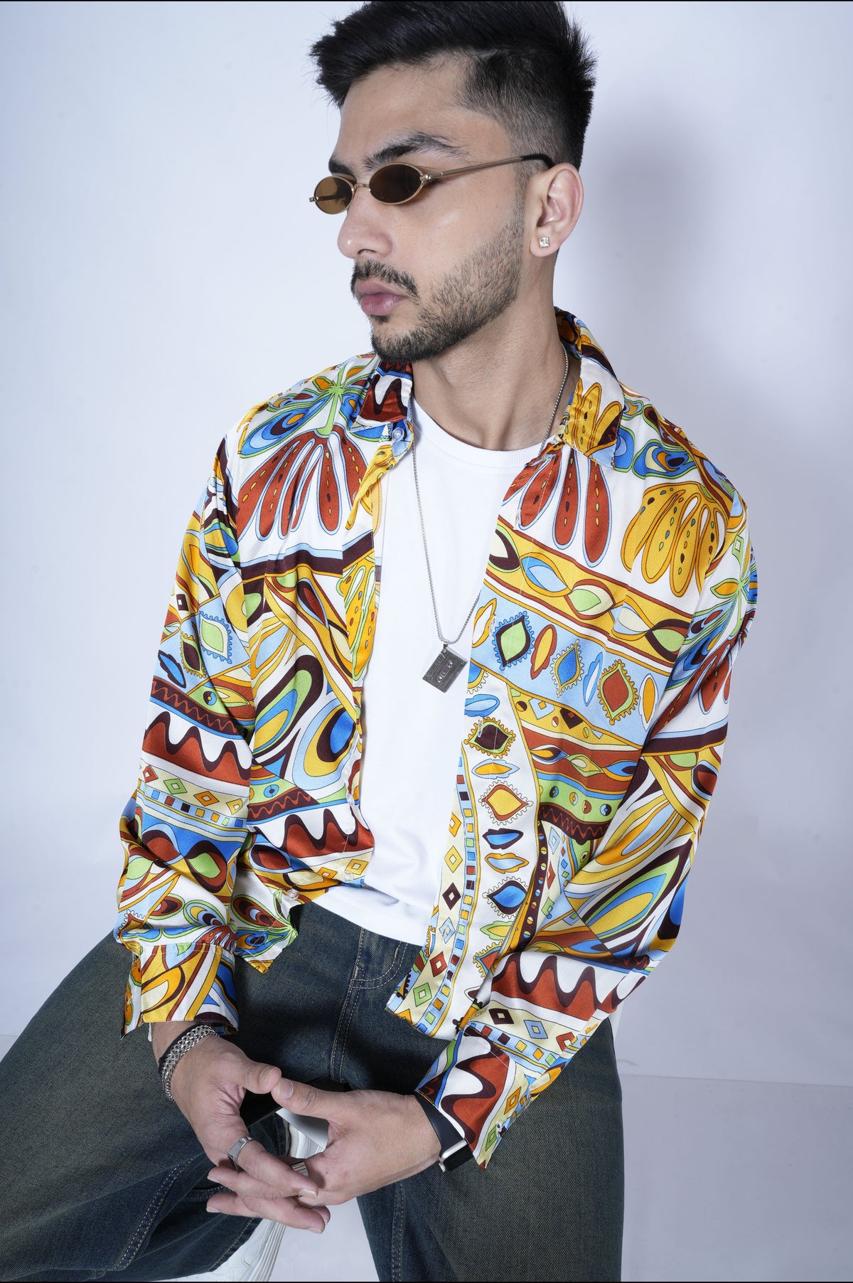 RIWYN Colorful Tribal Fusion Print Full-Sleeves Shirt