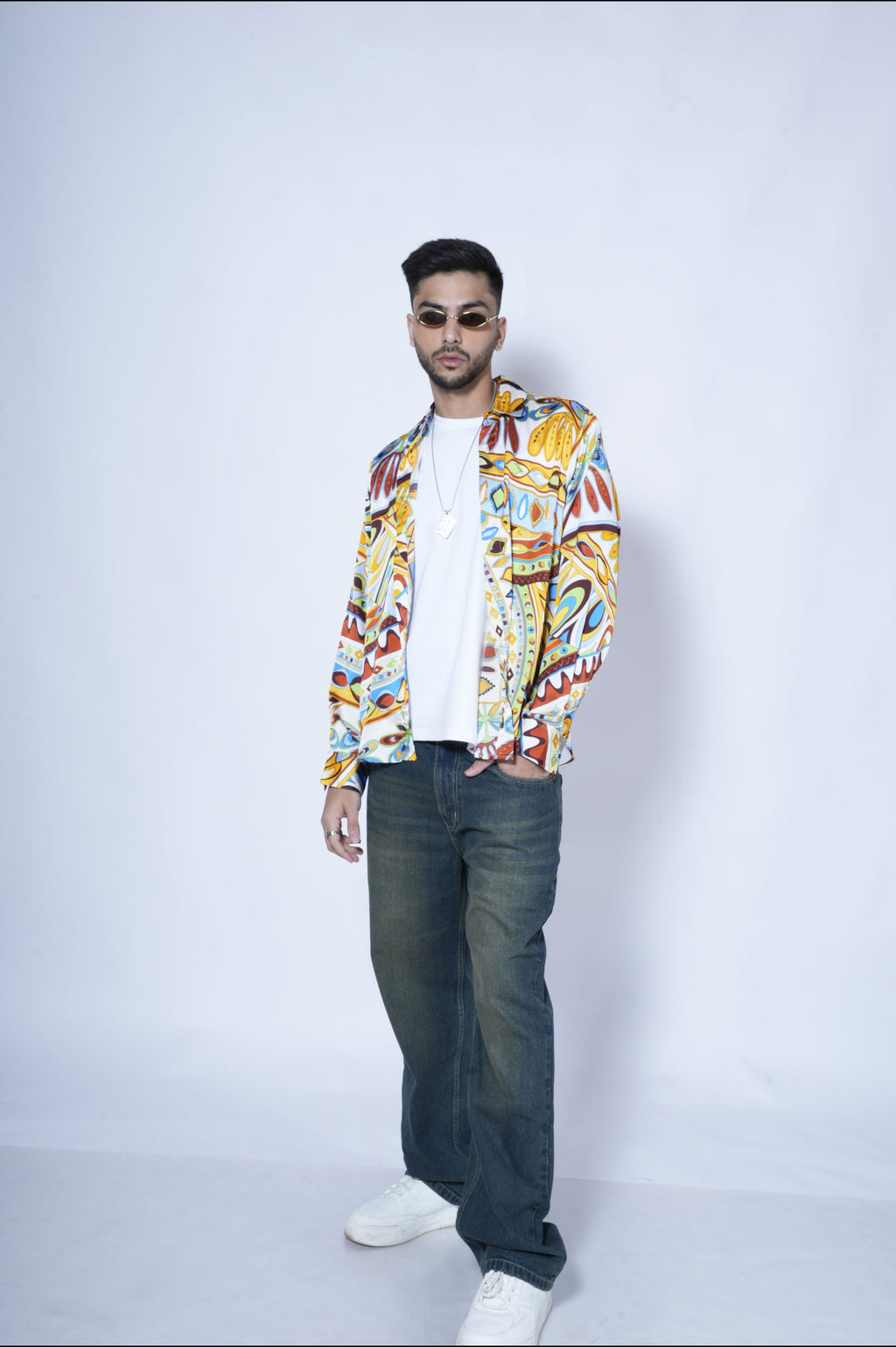 RIWYN Colorful Tribal Fusion Print Full-Sleeves Shirt
