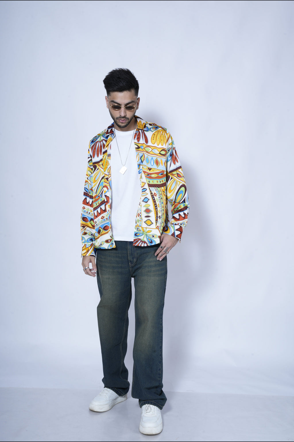 RIWYN Colorful Tribal Fusion Print Full-Sleeves Shirt