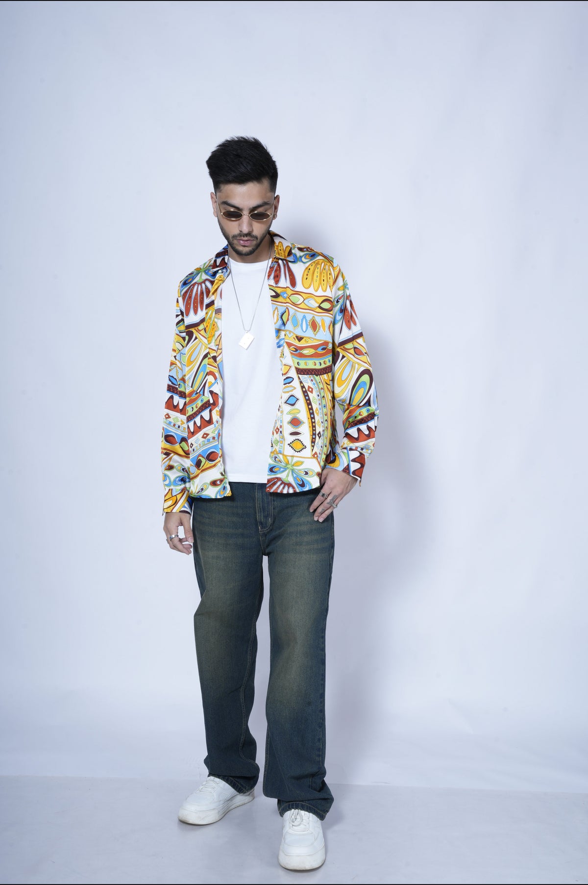 RIWYN Colorful Tribal Fusion Print Full-Sleeves Shirt