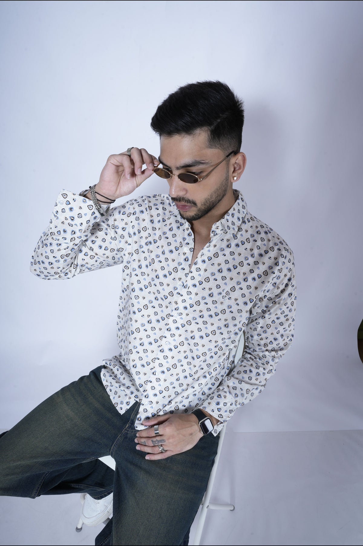 RIWYN Evil Eye Guardian Print Full-Sleeves Shirt