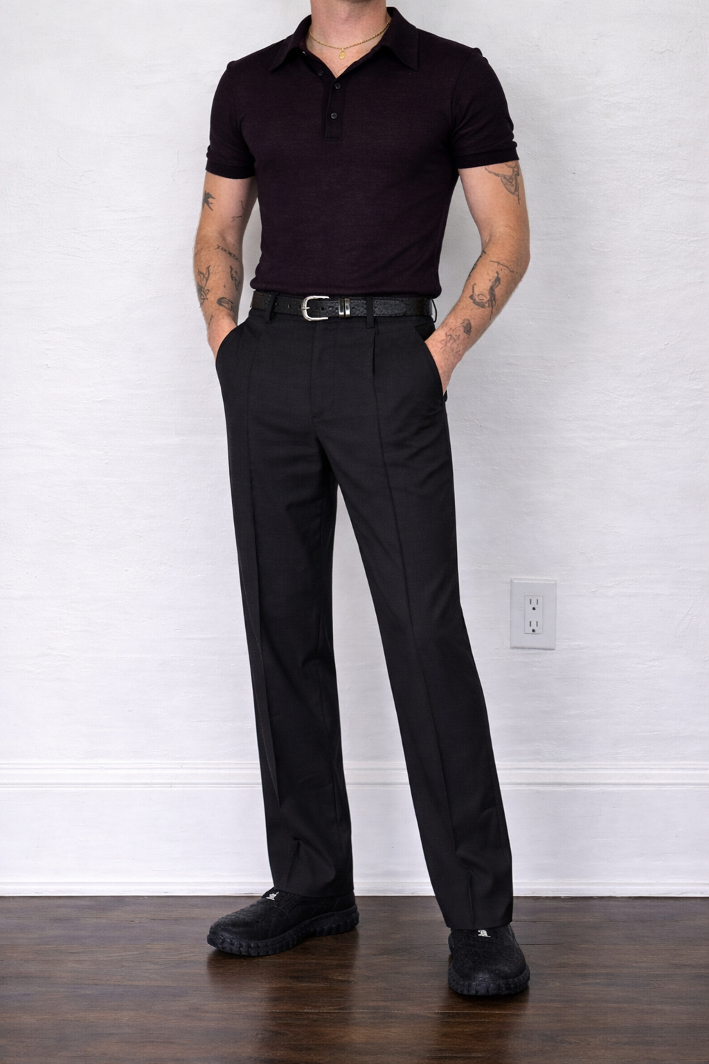 RIWYN Straight Korean Pin-Tuck Pants