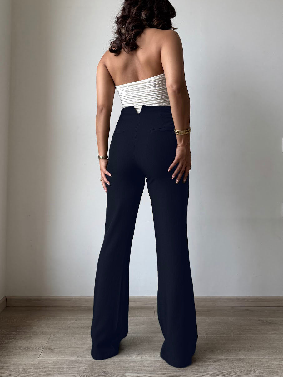 RǏWYÑ | Polished Linen Flared Tailored Pants