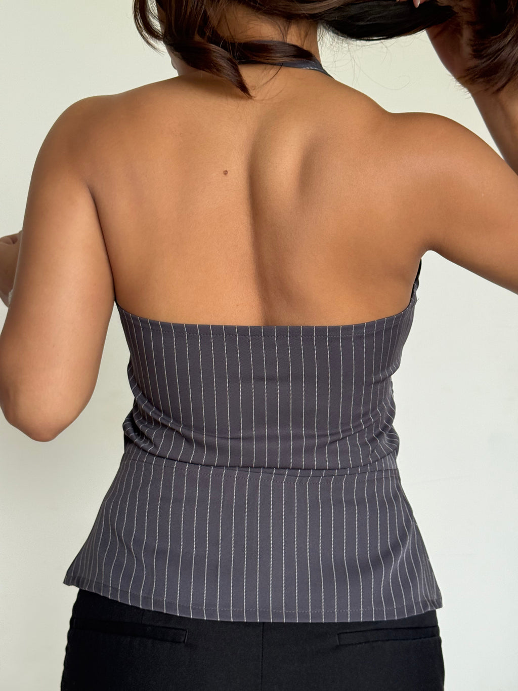 RǏWYÑ | Stripe Structure Halter Top