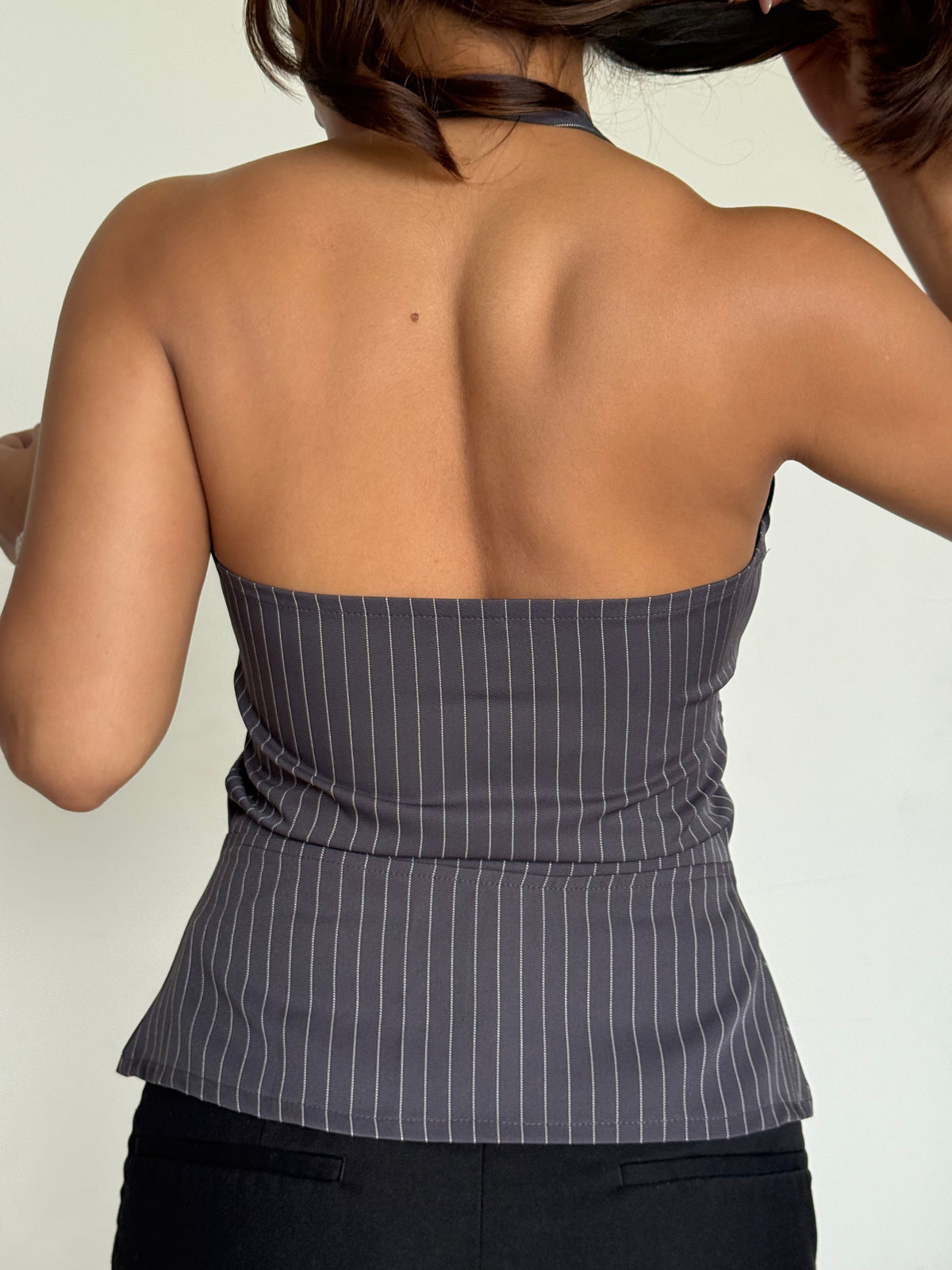 RǏWYÑ | Stripe Structure Halter Top