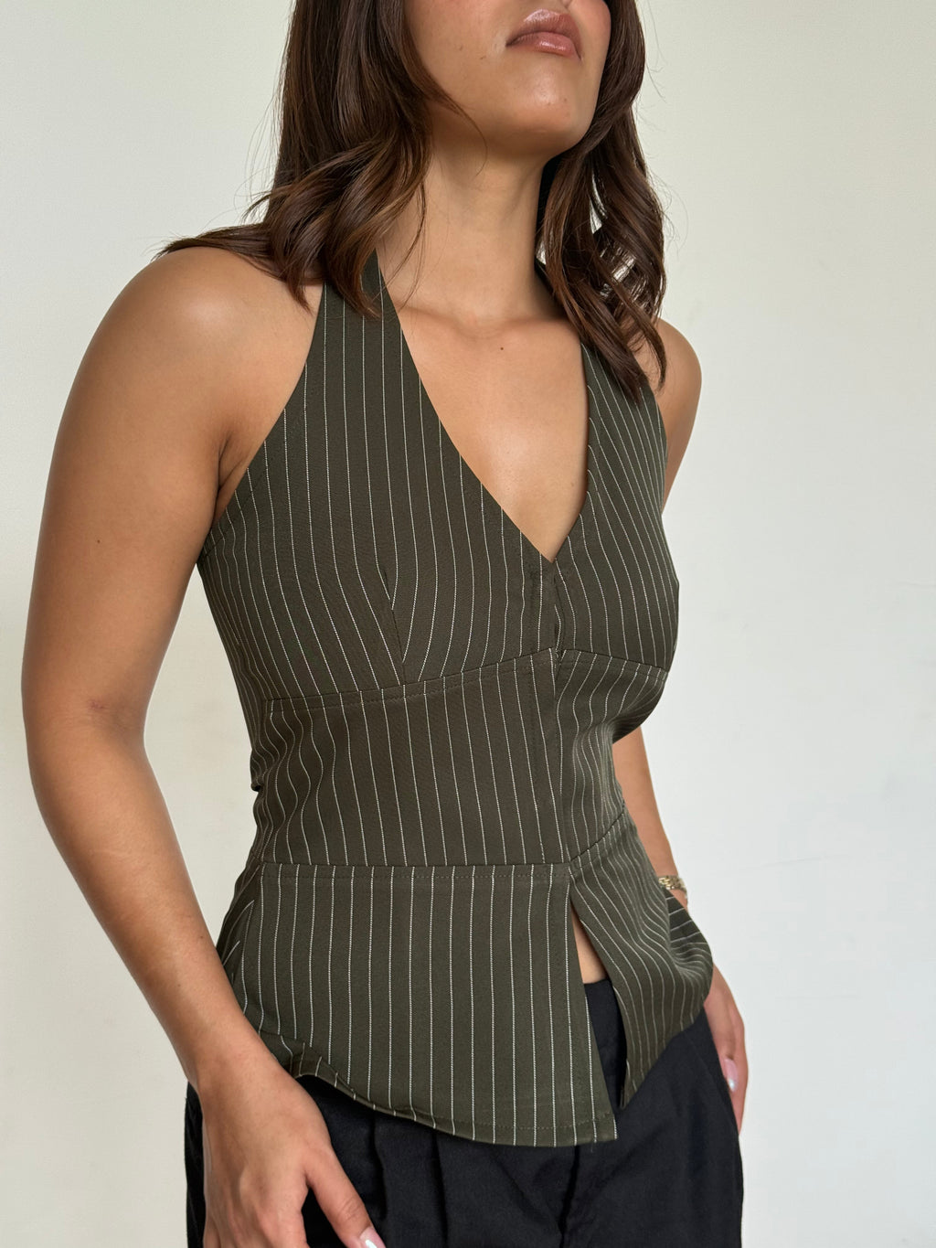 RǏWYÑ | Stripe Structure Halter Top