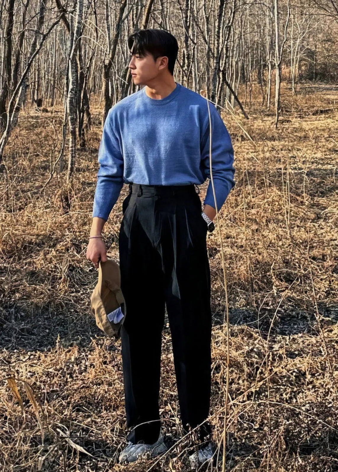 RIWYN Vintage Linen High Waist Straight Fit Trousers