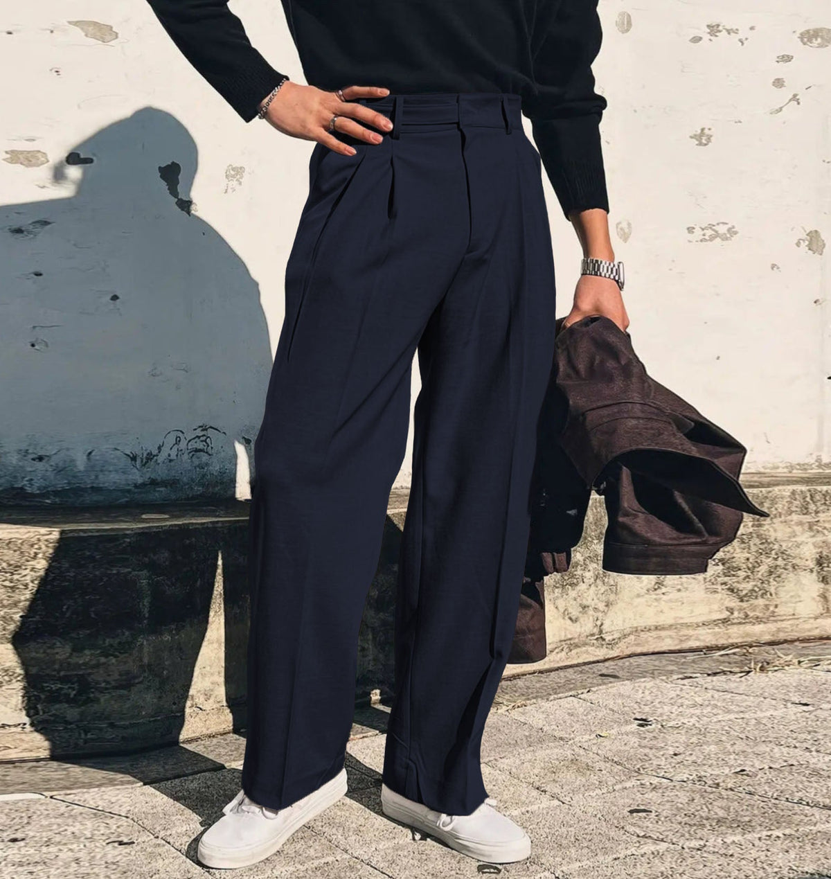 RIWYN Vintage Linen High Waist Straight Fit Trousers