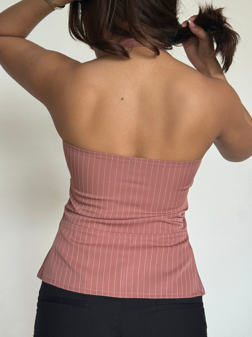 RǏWYÑ | Stripe Structure Halter Top