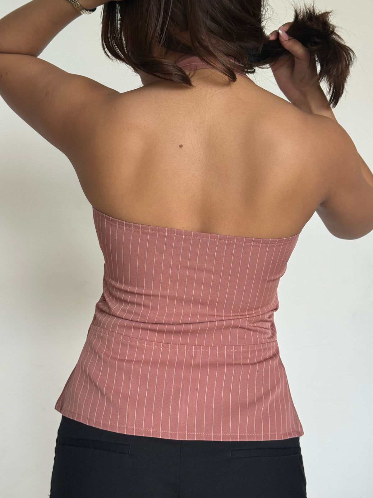RǏWYÑ | Stripe Structure Halter Top