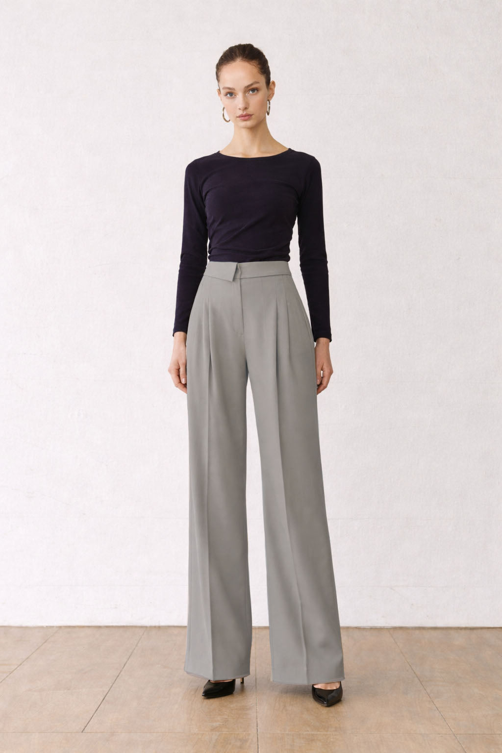 RǏWYÑ | Clean Collar Waist Pleated Trousers