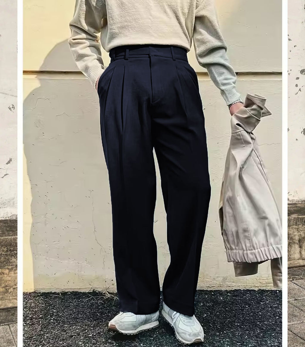 RIWYN Vintage Linen High Waist Straight Fit Trousers